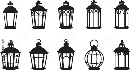 Collection of black metal lanterns in various designs