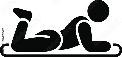 Person sledding downhill in a dynamic black shape silhouette