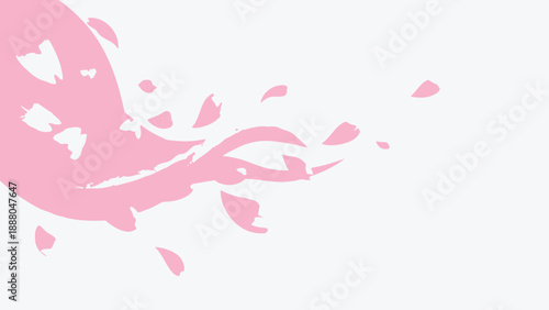 Pink Cherry Blossom Petals Falling in Gentle Breeze