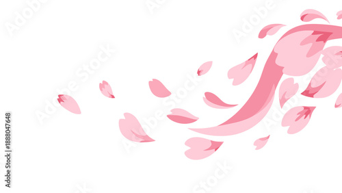 Pink Cherry Blossom Petals Falling in Spring Breeze