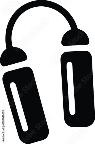 Black earmuffs icon simple design with a bold silhouette