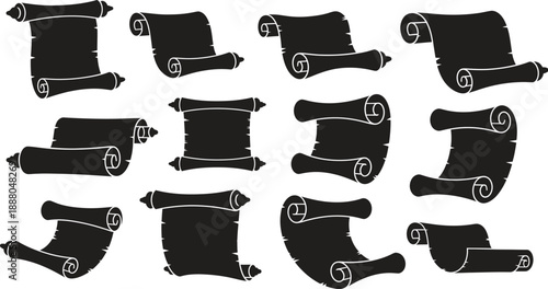 A collection of 13 black plastic or metal clips arranged in three rows on a white background