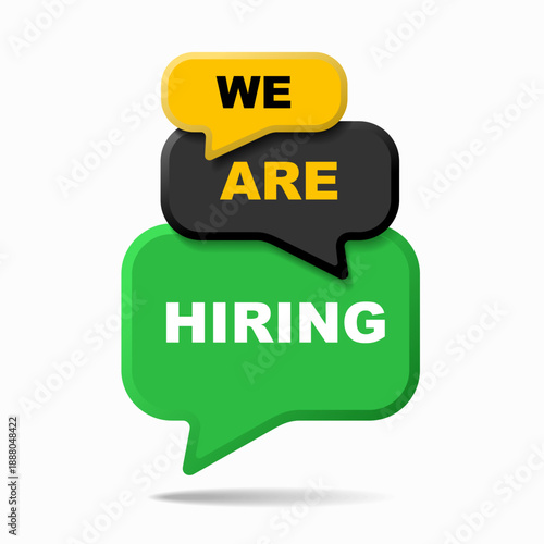 Bold We Are Hiring speech bubbles, eye-catching design for job ads, recruitment, HR branding, and career page promotions. Vector illustration.