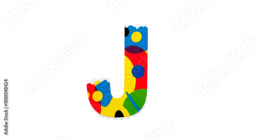 Letter J Magazine Cutout Alphabet – Real Paper Typography for Stop Motion and Editorial Design | High Definition | PNG image with transparent background