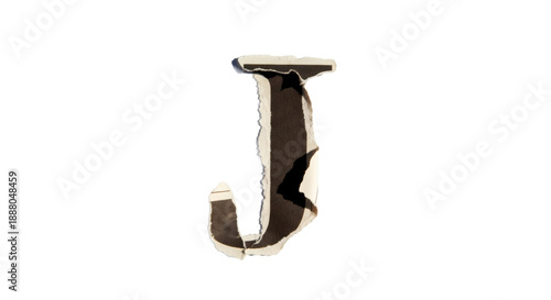 Letter J Magazine Cutout Alphabet – Real Paper Typography for Stop Motion and Editorial Design | High Definition | PNG image with transparent background