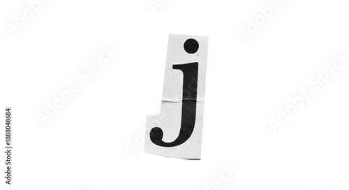 Letter J Magazine Cutout Alphabet – Real Paper Typography for Stop Motion and Editorial Design | High Definition | PNG image with transparent background