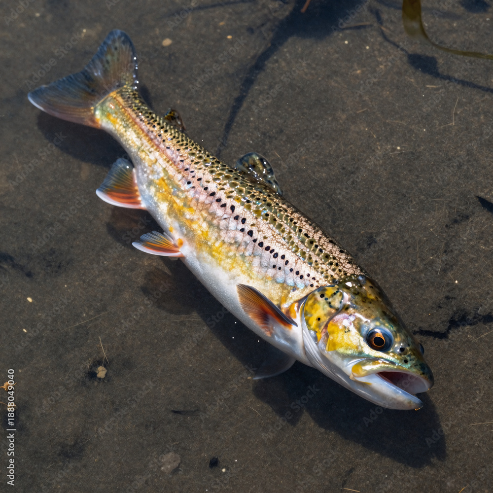Obraz premium Single brown trout fish in isolation