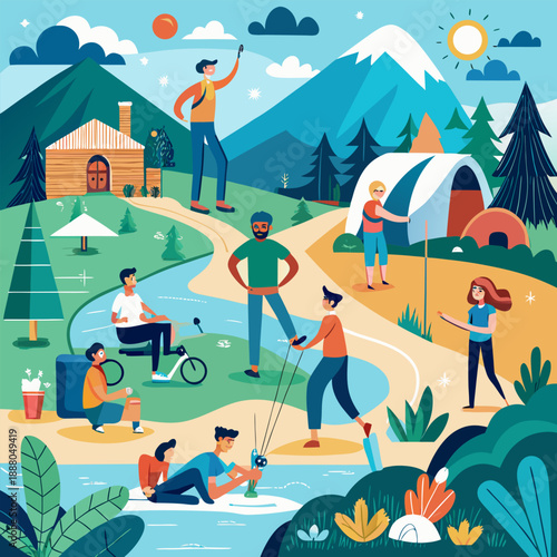 park, forest, fountain, running, maps, recreation, gardening, relaxation, barbecue, camp, bird, hike, waterfall, dog walk, landscape, national park, bicycle, swing, campfire, picnic table, parking, 