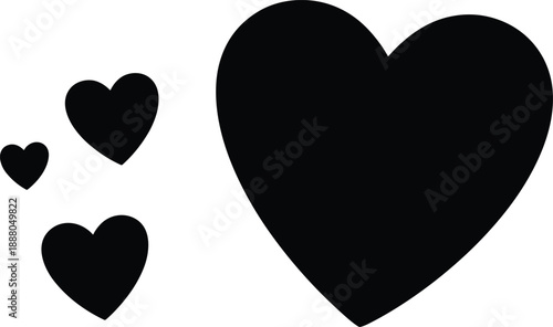 Heart, Hearts, Love, Symbol, Shape, Black, Silhouette, Minimal, Simple, Cute, Romantic, Emotion, Passion, Affection, Valentine, Icon, Design, Vector, Illustration, Isolated
