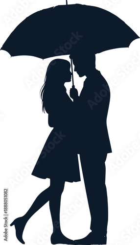 Love, Couple, Romance, Romantic, Umbrella, Rain, Kiss, Kissing, Together, Relationship, Dating, Valentine, Valentines, Passion, Intimacy, Hug, Affection, Silhouette, Evening, Illustration