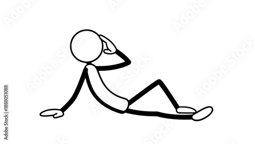 Simple stick figure exercising on the floor.