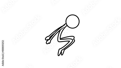 Simple stick figure illustration of a person in a dynamic pose.