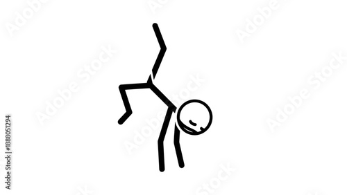 Simple stick figure doing a handstand or cartwheel.