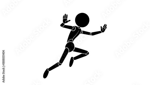 Black silhouette of a person running with dynamic pose.