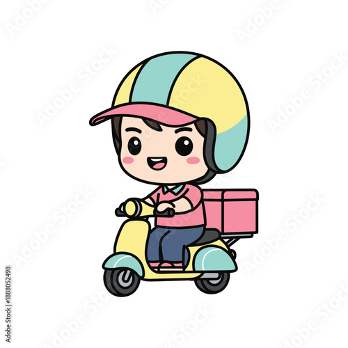 Cute Delivery Girl on Scooter