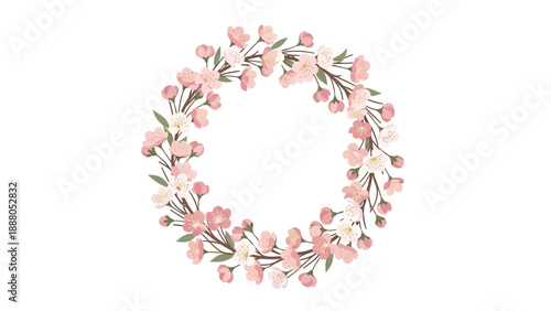 Spring Cherry Blossom Wreath - Pink Flower Garland Decoration
