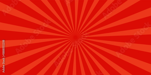 Background for cartoon comics made of red radial rays. A pop art style template for text about superheroes in comics. Vector illustration.
