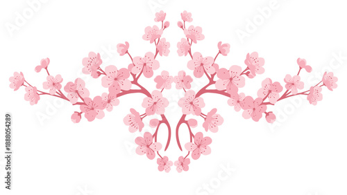 Symmetrical Pink Cherry Blossom Branch Design - Spring Floral Decoration