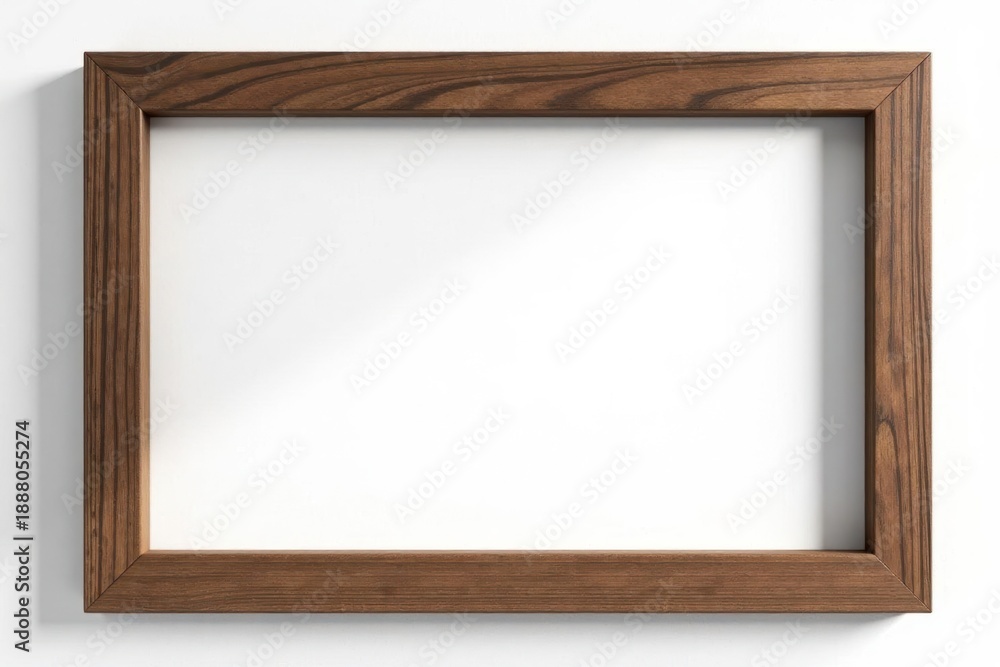 Obraz premium Rustic brown wooden frame, clean white background , wooden border, gallery