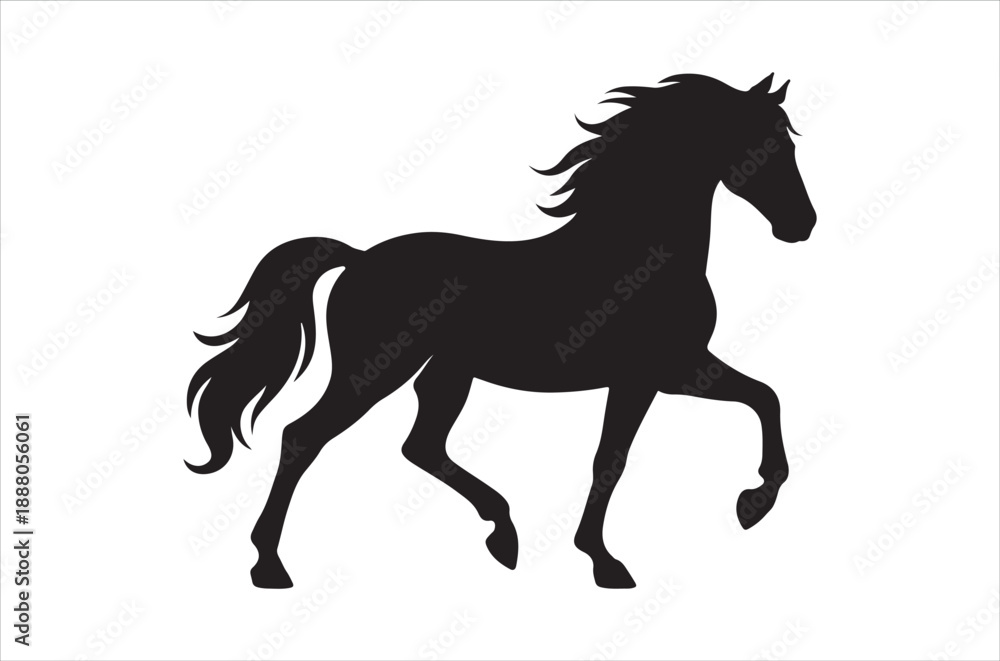 Obraz premium Silhouette of a majestic horse in a dynamic running pose