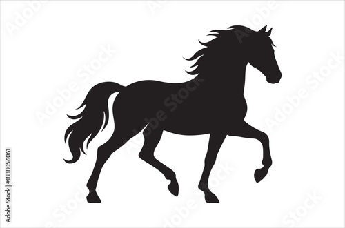 Silhouette of a majestic horse in a dynamic running pose
