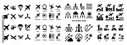 Air show icon collection set