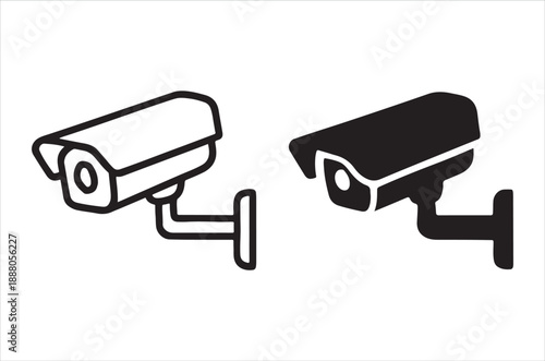 Two black and white security camera icons side by side in a simple style