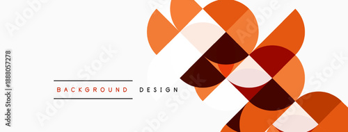 Abstract geometric shapes overlap, creating dynamic visual effect. Orange, brown hues dominate white background. Minimalist design suitable for banners, headers.
