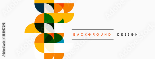 Abstract geometric shapes, vibrant colors, modern design. Minimalist composition with text elements, clean aesthetic.