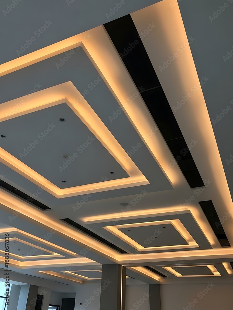 Obraz premium Modern ceiling design with recessed lighting for interior elegance