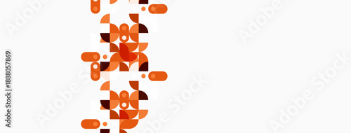 Abstract orange shapes cascade down white background. Geometric forms create dynamic visual texture, modern design element.