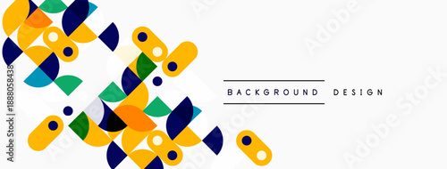 Abstract geometric shapes, vibrant colors, modern design. Clean background creates visual interest, simple composition.