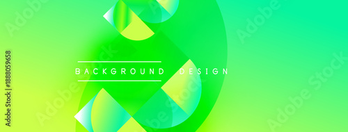 Abstract vibrant background. Green, yellow hues blend smoothly. Overlapping shapes create dynamic visual effect. Text reads background design.