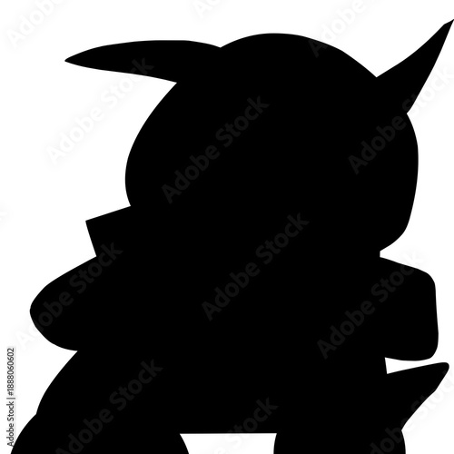 Illustration design of a black shadow character figure standing with no face.