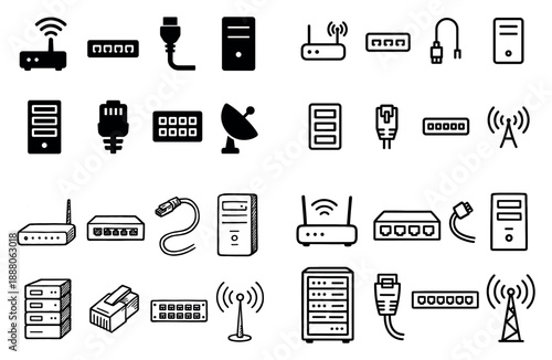 Networking icons collection set