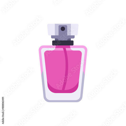 Pink perfume atomizer spray bottle, colorful vector flat style illustration