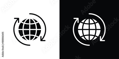 Globe Icon Sheet Black And White