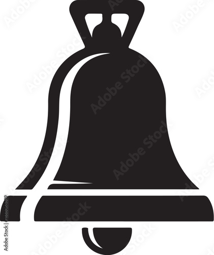 Black and white bell with a clapper inside silhouette