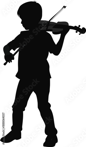 Silhouette Of A Boy Playing A Fiddle