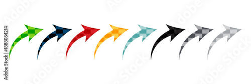 Arrow icon set. Colored arrow symbols. Arrow of different types. Arrow isolated vector graphic elements.