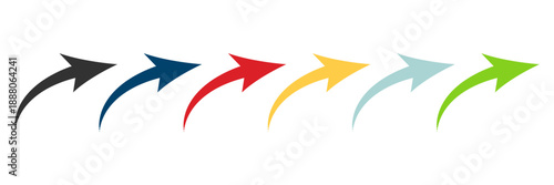 Arrow icon set. Colored arrow symbols. Arrow of different types. Arrow isolated vector graphic elements.