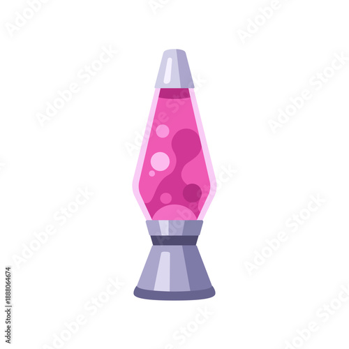 Pink lava lamp with bubbles, colorful vector flat style illustration