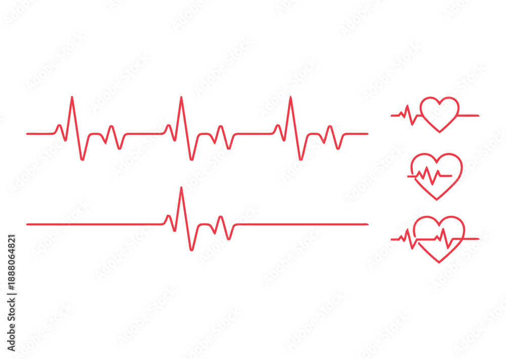 Obraz premium Ecg heartbeat and heart symbols medical illustration