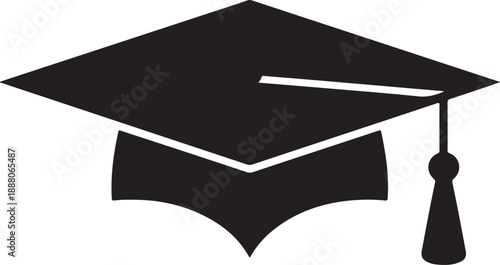 Black graduation cap with tassel academic education