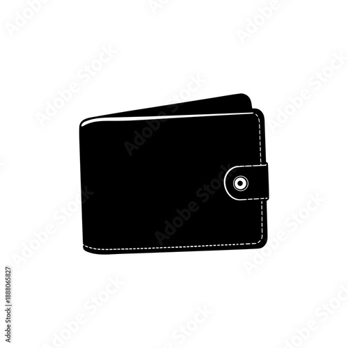 Black leather wallet isolated on white background minimalist design mockup