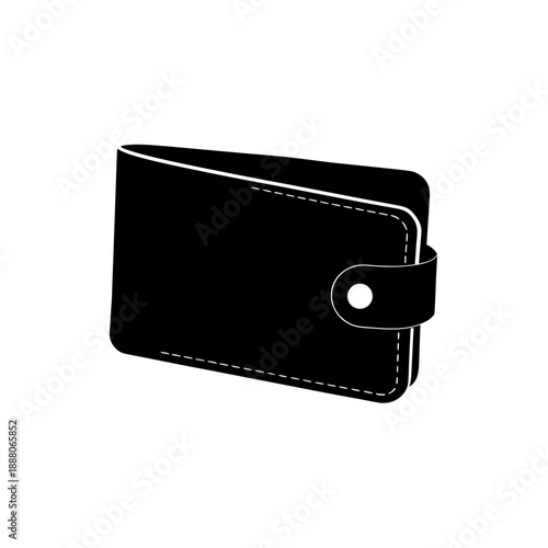 Black minimalist leather wallet isolated on white background modern design
