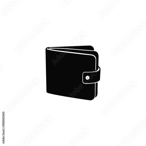 Black leather wallet isolated on white background minimalist design close-up