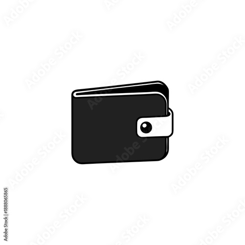 Black leather trifold wallet with gold clasp isolated on white background minimal design