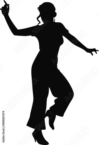 Silhouette Of A Woman Step Dancing With Rigid Arms