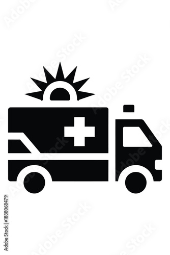 Ambulance icon, emergency medical service vehicle, rescue transportation, hospital transport